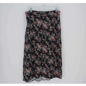 Steven Paul Vintage Women's Black Floral Button Front Maxi Skirt Size XL